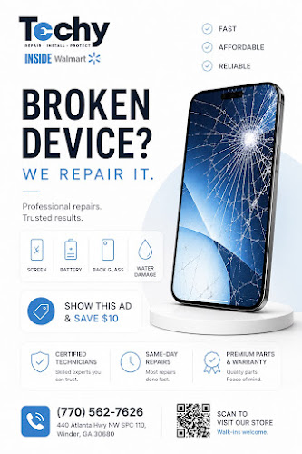 Techy Phone Repairs (Kennesaw Walmart)Expert Technician for Laptop, Computer, Tablet, Phone, Samsung, iPad, & Game Consoles